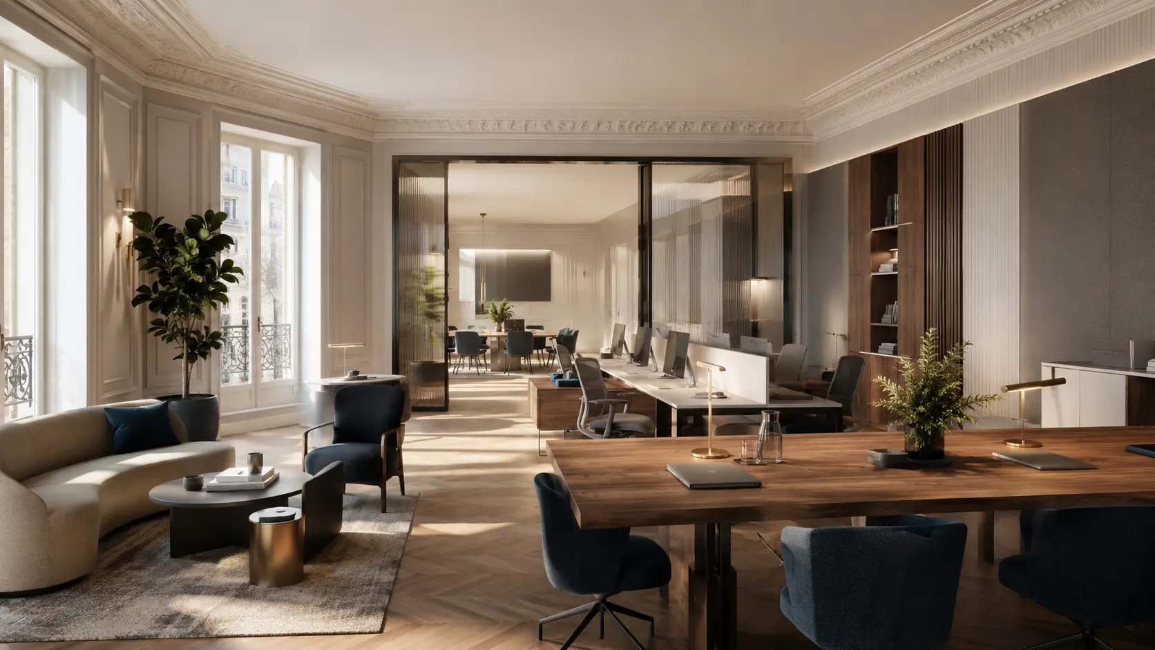 Espace de travail haut de gamme dans des bureaux parisiens